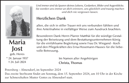 Traueranzeige von Maria Jost von FZ