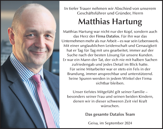 Traueranzeige von Matthias Hartung von FZ