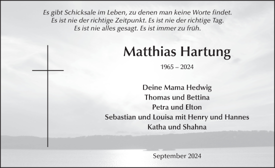 Traueranzeige von Matthias Hartung von FZ