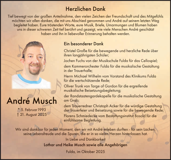 Traueranzeige von André Musch von FZ