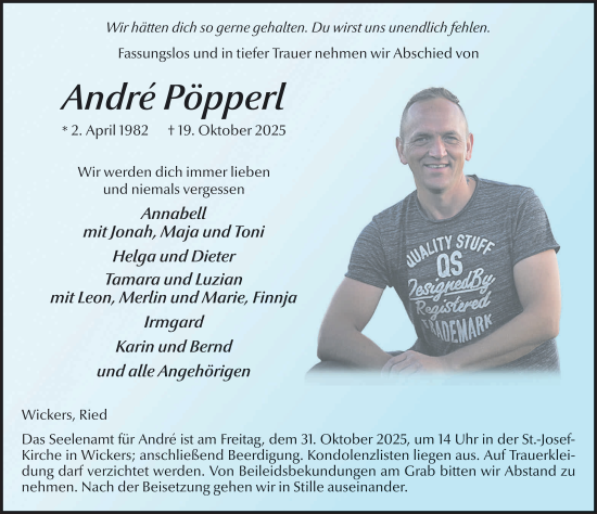 Traueranzeige von André Pöpperl von FZ