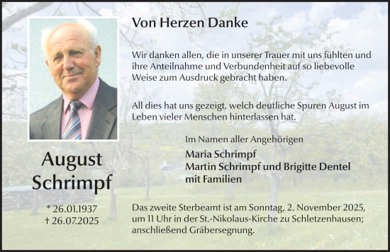 Traueranzeige von August Schrimpf von FZ