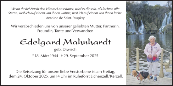 Traueranzeige von Edelgard Mahnhard von FZ