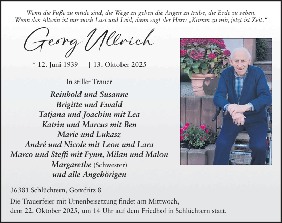 Traueranzeige von Georg Ullrich von FZ