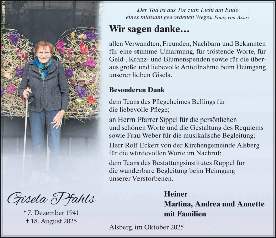Traueranzeige von Gisela Pfahls von FZ