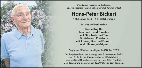 Traueranzeige von Hans-Peter Bickert von FZ
