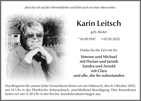 Traueranzeige von Karin Leitsch von FZ