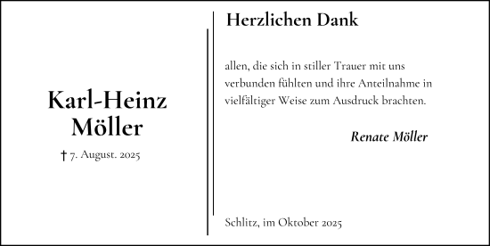 Traueranzeige von Karl-Heinz Möller von FZ
