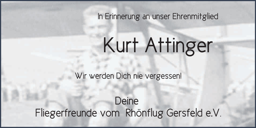  Traueranzeige für Kurt Attinger vom 28.10.2025 aus FZ