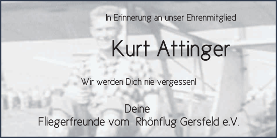 Traueranzeige von Kurt Attinger von FZ