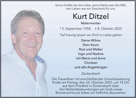 Traueranzeige von Kurt Ditzel von FZ