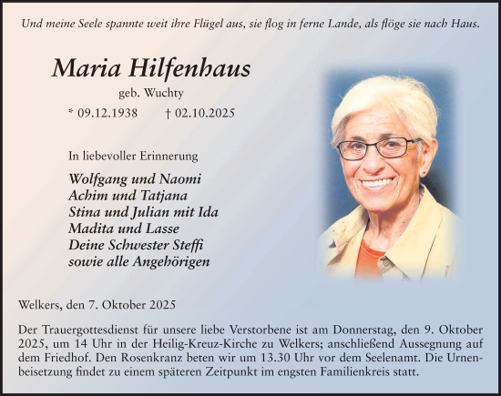 Traueranzeige von Maria Hilfenhaus von FZ