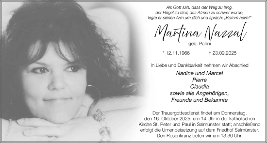 Traueranzeige von Martina Nazzal von FZ