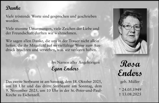Traueranzeige von Rosa Enders von FZ