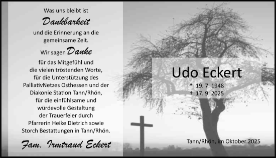 Traueranzeige von Udo Eckert von FZ