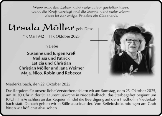 Traueranzeige von Ursula Möller von FZ