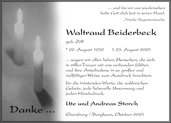 Traueranzeige von Waltraud Beiderbeck von FZ