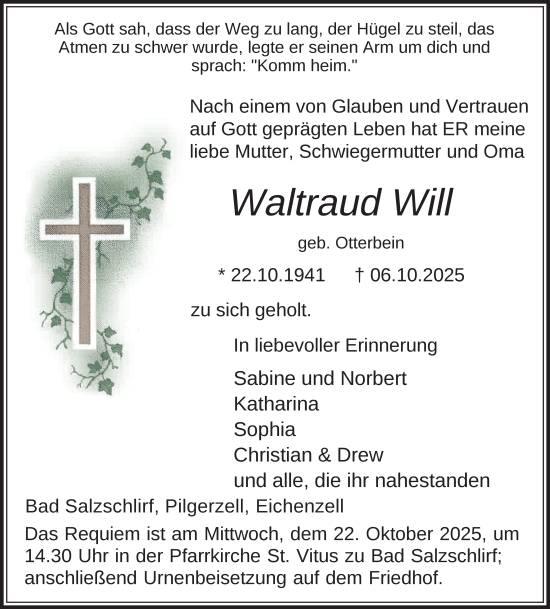 Traueranzeige von Waltraud Will von FZ