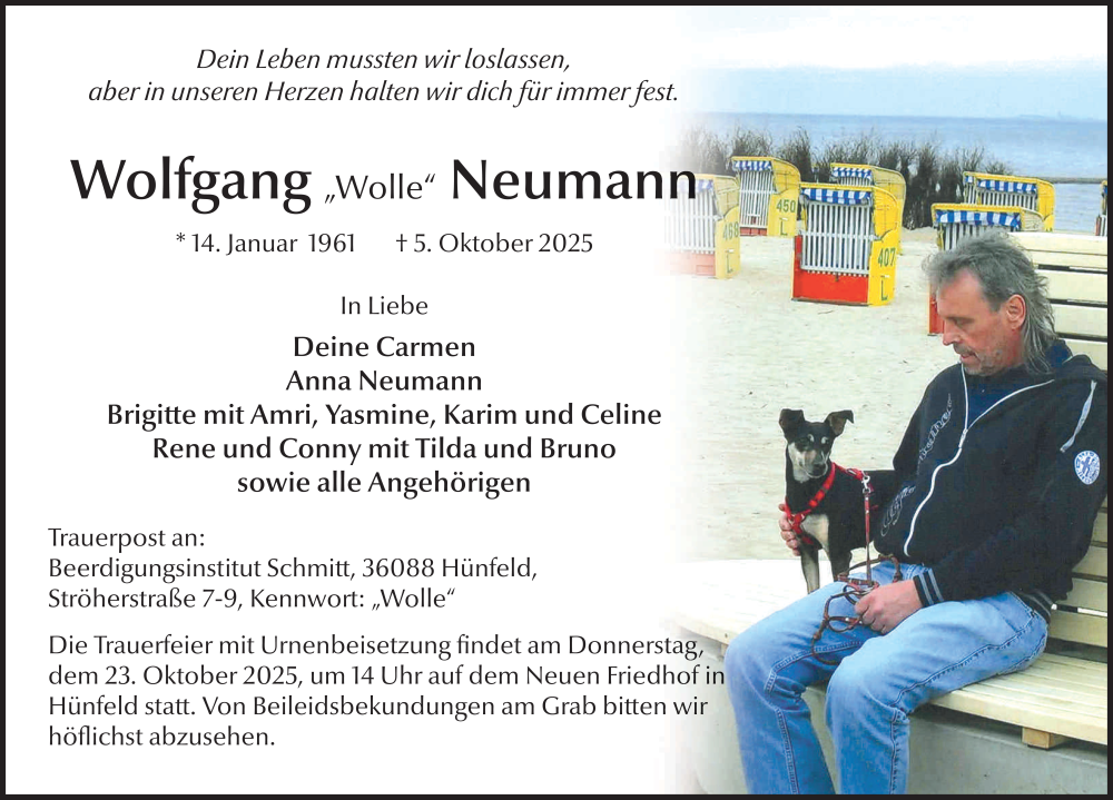  Traueranzeige für Wolfgang Neumann vom 18.10.2025 aus FZ