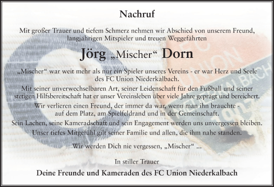 Traueranzeige von Jörg Dorn von FZ