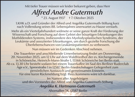 Traueranzeige von Alfred Andre Gutermuth von FZ