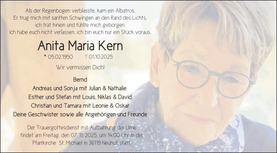 Traueranzeige von Anita Maria Kern von FZ