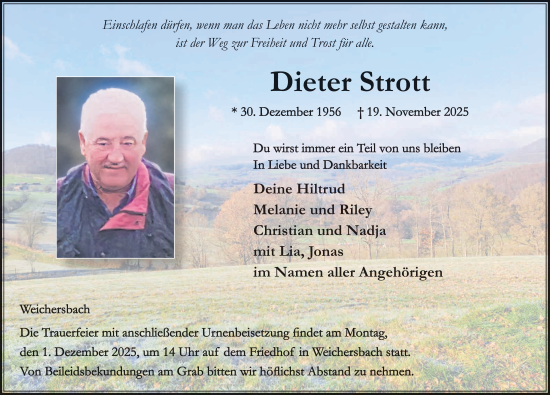 Traueranzeige von Dieter Strott von FZ