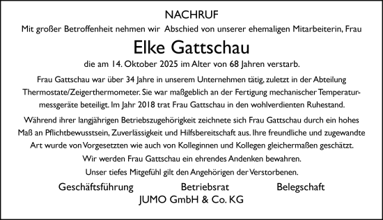 Traueranzeige von Elke Gattschau von FZ