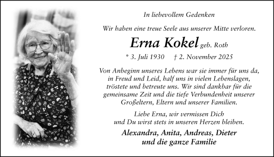 Traueranzeige von Erna Kokel von FZ