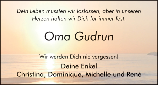 Traueranzeige von Gudrun Worch von FZ