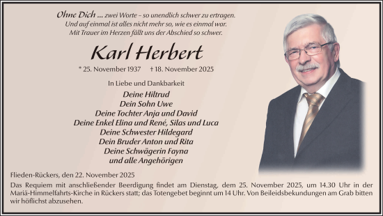 Traueranzeige von Karl Herbert von FZ