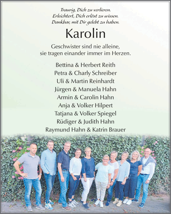 Traueranzeige von Karolin Hahn-Schwalbach von FZ