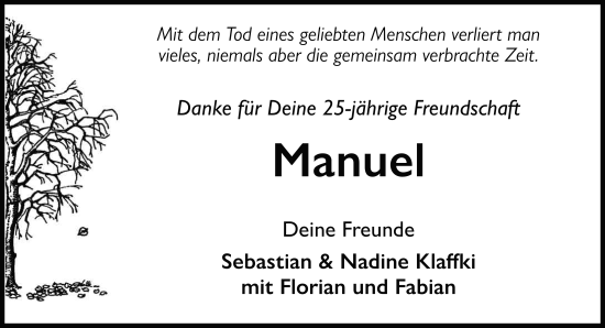 Traueranzeige von Manuel Ferber von FZ