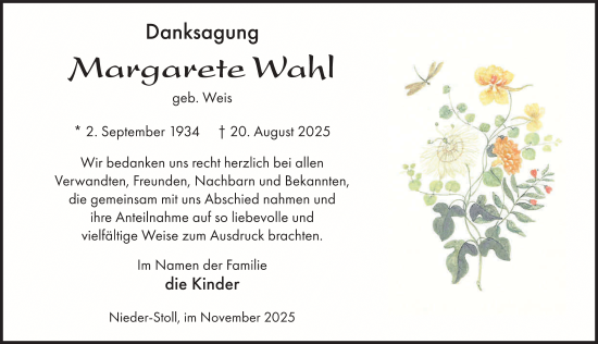 Traueranzeige von Margarete Wahl von FZ