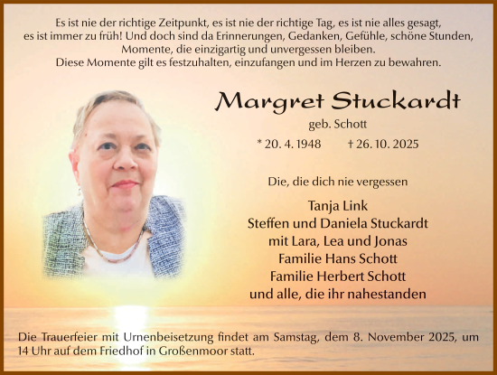 Traueranzeige von Margret Stuckardt von FZ