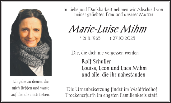 Traueranzeige von Marie-Luise Mihm von FZ