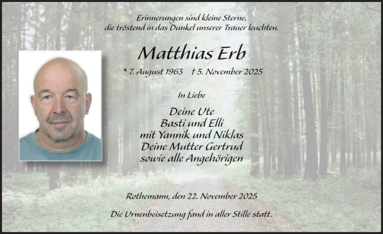 Traueranzeige von Matthias Erb von FZ