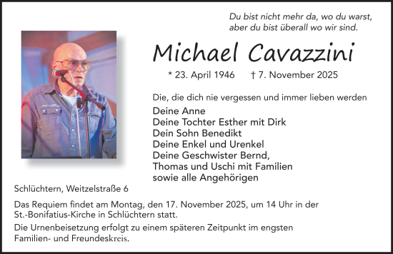 Traueranzeige von Michael Cavazzini von FZ