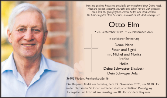 Traueranzeige von Otto Elm von FZ