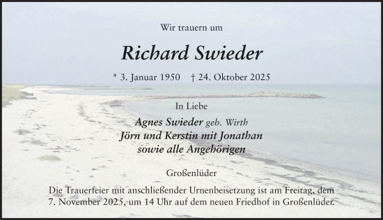 Traueranzeige von Richard Swieder von FZ
