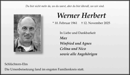 Traueranzeige von Werner Herbert von FZ