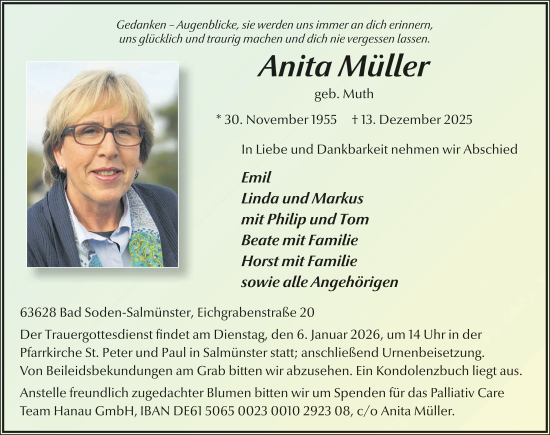 Traueranzeige von Anita Müller von FZ