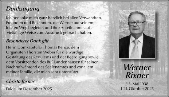 Traueranzeige von Christa Rixner von FZ