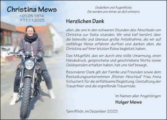 Traueranzeige von Christina Mews von FZ