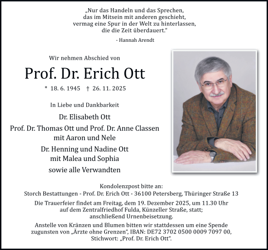 Traueranzeige von Erich Ott von FZ