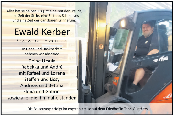 Traueranzeige von Ewald Kerber von FZ