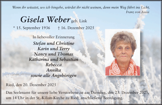Traueranzeige von Gisela Weber von FZ