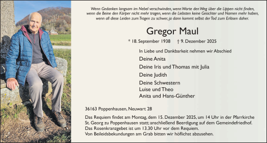 Traueranzeige von Gregor Maul von FZ