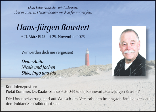Traueranzeige von Hans-Jürgen Baustert von FZ