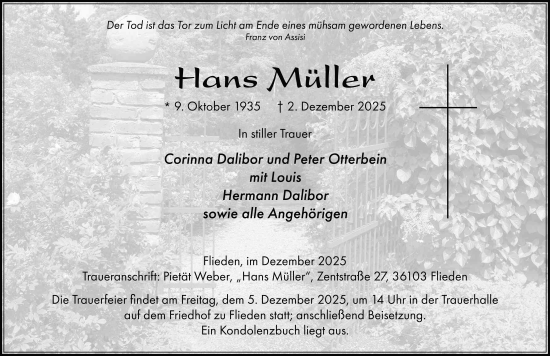 Traueranzeige von Hans Müller von FZ
